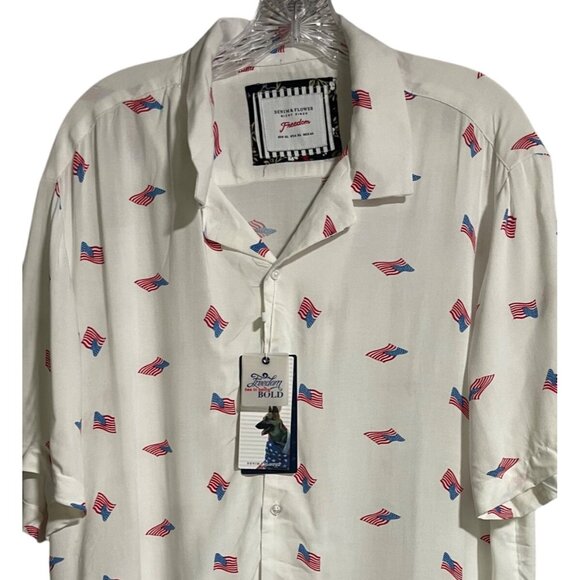 Denim & Flower Ricky Singh Freedom US Flag Mens Shirt Size XL White Button Up - Picture 3 of 9